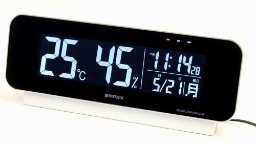 EMPEX 電波時計付デジタル温湿度計 9.2x23.5x4.9cm