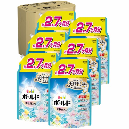 Bold ボールド 柔軟剤入り 洗濯洗剤 液体 爽やかおひさまとフレッシュサボンの香り 詰め替え 1950g×6袋 (大容量) (ケース品)