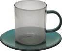 アルタ グラスマグ&ソーサ-セット 耐熱ガラス グレー 400ml AR0604497