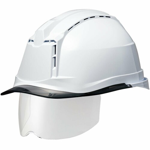 (ミドリ安全) ヘルメット 作業用 PC製 シールド面 通気孔付 レインガード SC19PCLVS RA3 KP付(αライナー) ホワイト/スモーク