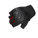 (コミネ) バイク用 グローブ プロテクトメッシュハーフフィンガーグローブ ブラック/レッド S GK-242 12976 春夏秋向け プロテクター メッシュ素材