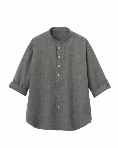 (HEARTGREEN) HSY010 スカンジナビアン・パターンコレクションシャツ フィヨルドグレー L