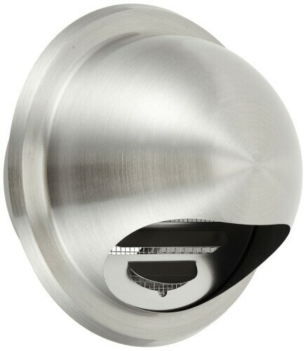 ワールド SUS304ステンレス 丸型フード付ガラリ [ファイ]100mm アミ付(10メッシュ) H/L(ヘアーライン)..