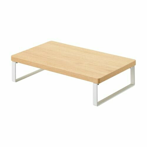 リヒトラブ パソコン台 モニター台 木目調 MDF 机上台 スリム ナチュラル 幅34×奥行20×高さ8cm ロータ..