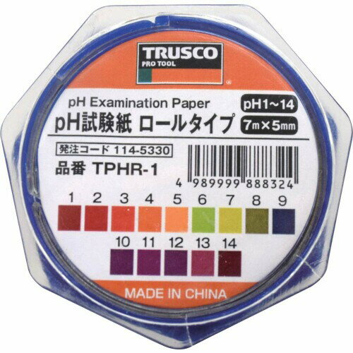 TRUSCO(トラスコ) pH試験紙 ロールタイプ 7mm×5M Ph1~14 TPHR-1