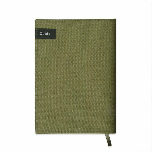 エムプラン ブックカバー キュービックス 帆布 文庫サイズ カーキ 114038-11-120