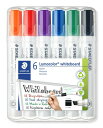 ステッドラー(STAEDTLER) ホワイトボードマーカー ルモカラー 角芯 太字 6色 351 B WP6