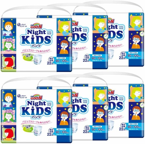 グーン ナイトキッズ パンツ おむつ (身長目安 90~120cm) 132枚(22枚×6パック) 夜用おむつ (うつぶせ寝モレに強い) (ケース販売)