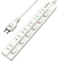 電源タップ 6口 AKIRARI コンセントタップ ホワイト 雷ガード スイッチ電源タップ テーブルタップ 延長ケーブル 1m 家庭用 6個口 ほこりシャッター付 過電流 過熱保護 すき間 180度スイング