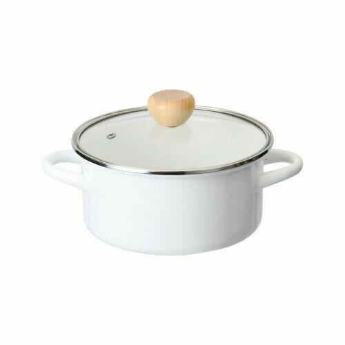 パール金属 鍋 両手鍋 18cm ホーロー 琺瑯 IH対応 ガラス蓋付 ホワイト アミュレット HB-4889