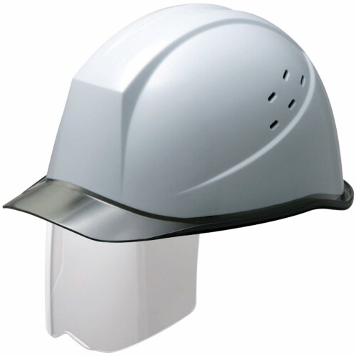 (ミドリ安全) ヘルメット 作業用 PC製 シールド面 通気孔付 SC11PCLVS RA3 UP3 ウインドフロー ホワイト/スモーク