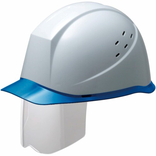 (ミドリ安全) ヘルメット PC製 クリアバイザー 通気孔付 シールド面 SC12PCLVS RA3 UP3 ウインドフロー ホワイト/ブルー