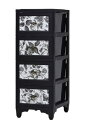 カドリーチェスト 4段 Premium ブラック/フラワー