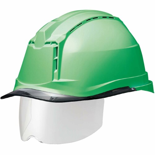 (ミドリ安全) ヘルメット 作業用 PC製 シールド面 通気孔付 レインガード SC19PCLVS RA3 KP付(αライナー) グリーン/スモーク