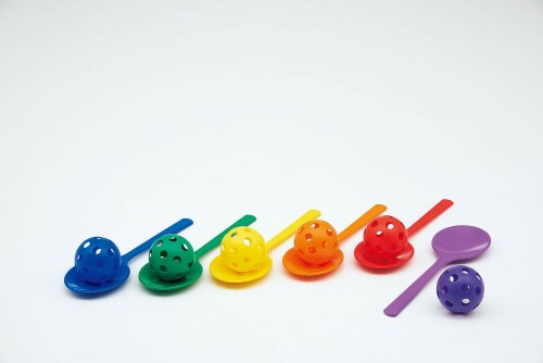 TOEI LIGHT(トーエイライト) スプーンリレー(6色1組) B2680 青・赤・黄・緑・オレンジ・紫 ボール直径9cm、スプーン長さ40×幅12cm