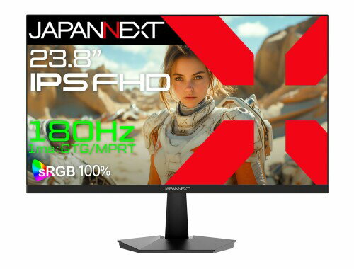 JAPANNEXT 23.8インチ IPSパネル搭載 180Hz対応 フルHD(1920x1080)解像度 ゲーミングモニター JN-IPS238G180F 1ms(GTG/MPRT) HDMI DP sRGB:100% PS5:120Hz接続