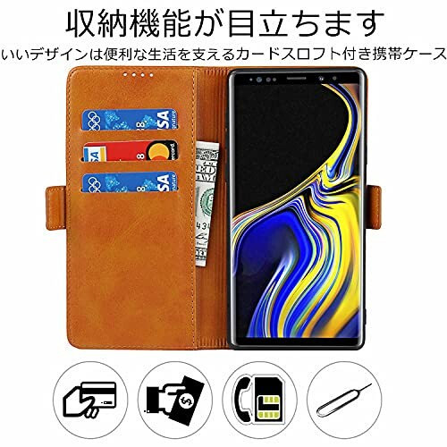 Jaorty サムスン Galaxy Note 8 ケース 手帳型 ギャラクシーNote 8 カバー SC-01K ケース 手帳型 SCV37 Galaxy Note 8 スマホケース人気 PU合成皮革 財布型 カード収納 スタンド機能-カーキ