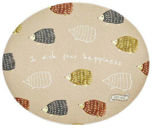 藤栄(FUJIEI) ハッピーモチーフ アクセント マット ハリネズミ 60×50cm 厚さ6mm HM-017 抗菌 防カビ 撥水 防炎 トイレ 玄関 リビング 拭ける クッション性 やわらかい