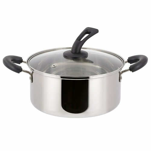 ベストコ 両手鍋 22cm IH ガス火対応 ステンレス スタンド式ガラス蓋付き ND-3425