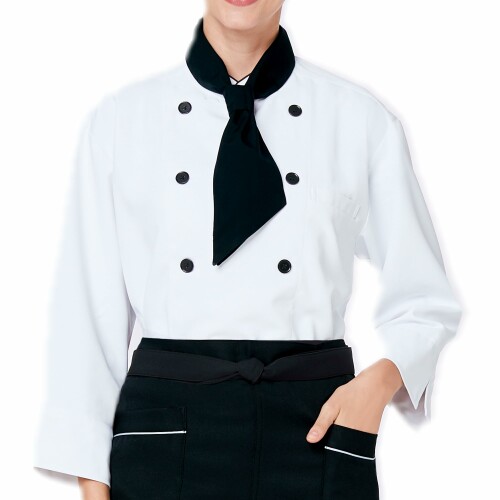 Arbe(アルベ) メンズ レディース 兼用 飲食 七分袖 パイピング 7色展開 ダブル コックシャツ AS7804 C-10 ブラック 3L