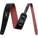 Fender フェンダー 日本製レザーストラップ Ken Signature Strap, Black/Red