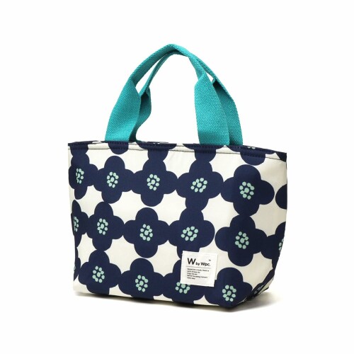 Wpc. Patterns 保冷ランチバッグ カメリア ネイビー レディース お弁当袋 保冷剤用ポケット アルミ生地 保冷機能 500mlペットボトル収納可能 ...