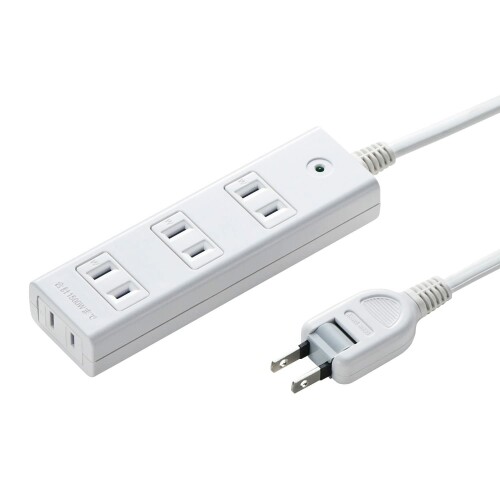 サンワサプライ(Sanwa Supply) 電源タップ 4個口 2P 3m 雷ガード・ホコリ防止シャッター・裏面マグネット付き 配線しやすいスイングプラグ ホワイト TAP-SP2114MG-3WN