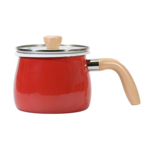 ベストコ 鍋 マルチポット 2.0L IH オール熱源対応 ホーロー ガラス蓋付 レッド NQ-0121 グロッシー