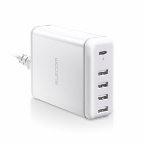 エレコム USB コンセント 充電器 合計60W ( USB PD対応 ) Type-C×1 / USB-A×4 ホワイト EC-ACD02WH