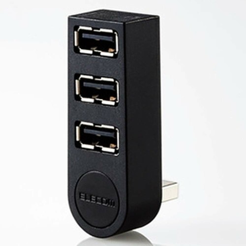 USBHUB2.0/機能主義/バスパワー/3ポート/直挿し/ブラック