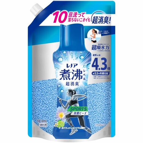 レノア 煮沸レベル消臭 抗菌ビーズ SPORTS クールリフレッシュ&シトラス 詰め替え 1,810mL (大容量) 柔..