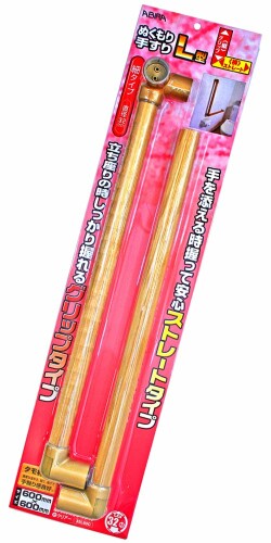 WAKI ABIRA ぬくもり手すりL型 縦グリップ+横ストレートタイプ 600X600mm クリアー 太さ32Φ