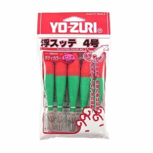 ヨーヅリ(YO-ZURI) スッテ: 浮スッテ カン TY2布巻5本入 4.0 P6: ピンクボディ×赤×緑