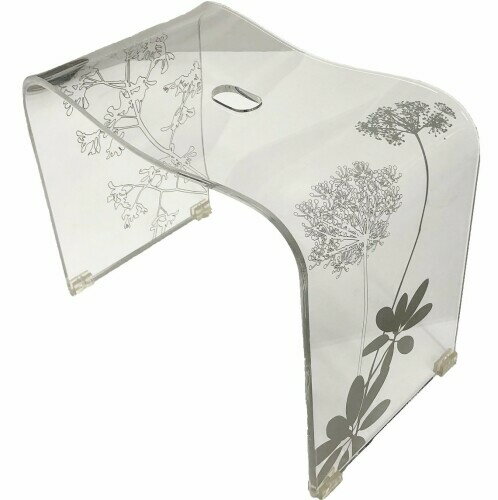 センコー(Senko) サリナ 2 バスチェア 風呂いす 高さ約 35cm クリア 透明クリア地にプランツ柄 モダン ..