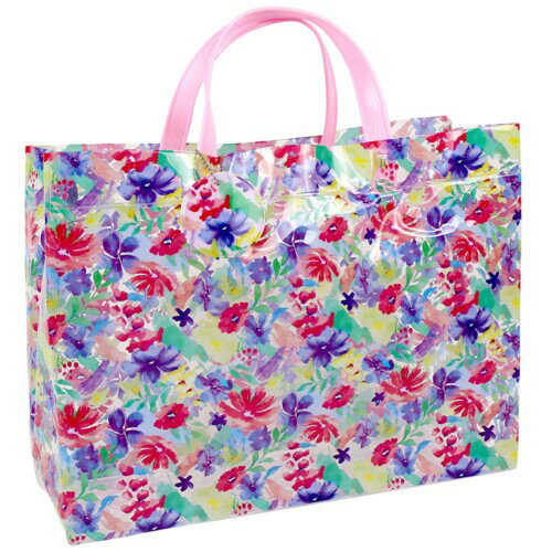 高波クリエイト マチアリPVCバッグ フラワー ピンク プールバッグ