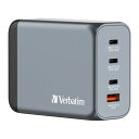 Verbatim(バーベイタム) PD200W対応 チャージャー AC充電器 USB x4ポート装備 (USB-C x3、USB-A x1)32204 次世代素材GaN採用 急速充電(PPS)対応 ACアダプター 新型GaN 窒化ガリウム採用 PSE技術基準適合