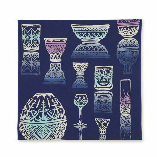 ミヤモトタオル 宮本 ハンカチ kenema 注染はんかち 切子硝子 日本製 約44×44cm 25175