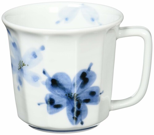 波佐見焼 「かるがる」 軽量 マグカップ 呉須花絵柄 青色 電子レンジ可 食洗機可 日本製 32021