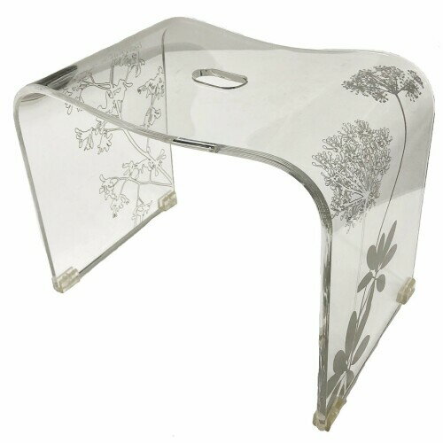 センコー(Senko) サリナ2 バスチェア 風呂いす 高さ約 30cm クリア 透明クリア地にプランツ柄 メタクリ..