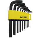 ワイズ(WISE) 六角棒レンチ アーレンキー ショート 黒染め 9本組 WLH130B-9S