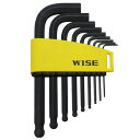 ワイズ(WISE) ボールポイント六角棒レンチ アーレンキー ショート 黒染め 9本組 WLB130B-9S