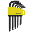 ワイズ(WISE) ボールポイント六角棒レンチ アーレンキー ショート 黒染め 7本組 WLB130B-7S