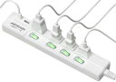 AKIRARI 電源タップ USB付き 個別スイッチ 延長コード 1m コンセントタップ 4個AC口 1個USB 1個Type-C 急速充電 4口 雷ガード ホコリ防止シャッター 過電圧 過電流 過熱保護 180度スイングプラグ