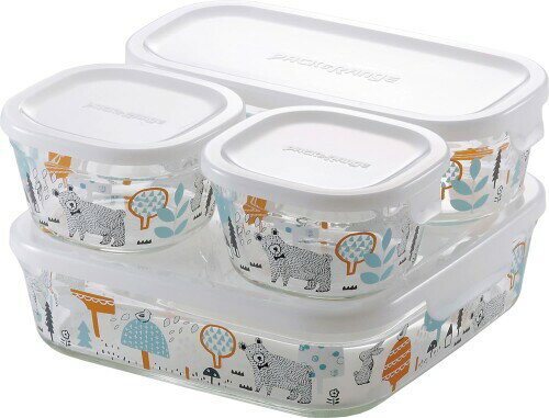 iwaki(イワキ) 耐熱ガラス 保存容器 シンジカトウ 森の中で システムセット・ミニ パック&レンジ PS-PRNSNE4