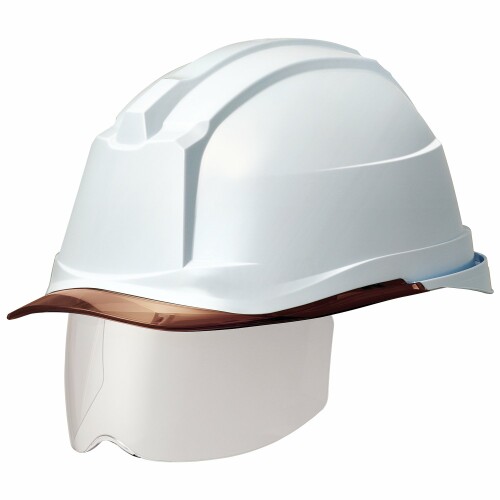 (ミドリ安全) ヘルメット 作業用 PC製 シールド面 レインガード SC19PCLS RA3 KP付(αライナー) ホワイト/ブラウン
