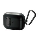 エレコム AirPods Pro (2019年) 対応 ケース カバー ハイブリッド TOUGH SLIM Lock ロック機能 カラビナ付 落下防止 ワイヤレス充電対応 MagSafe充電対応 耐衝撃 衝撃吸収 ブラック AVA-AP2TSLBK(2)
