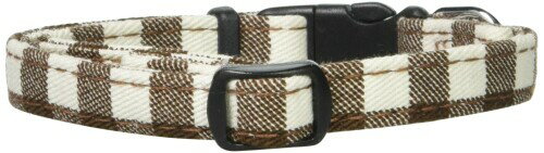 ONS コットンチェックカラー #10 ブラウン (猫・超小型犬用首輪)