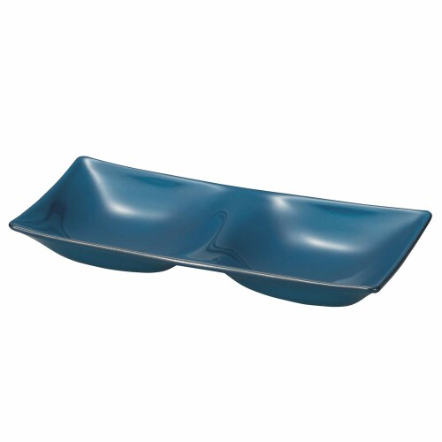 宮本産業 長皿 藍色 8.4×16.6×2.8cm クリーンコート 藍彩 ツープレート