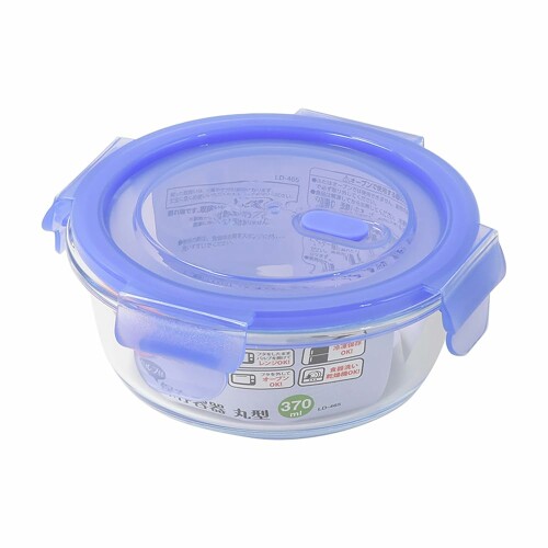 リバティーコーポレーション リバティコーポレーション 耐熱ガラス バルブ付 保存容器 丸型 370ml クリアブルー LD-465 NewStyle