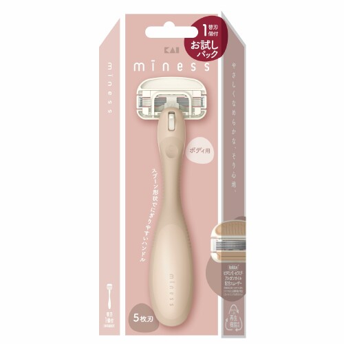 貝印 miness マイネス カミソリ ボディ用 トライアル 本体 + 替刃1個付 女性 T字 ムダ毛 GA0154